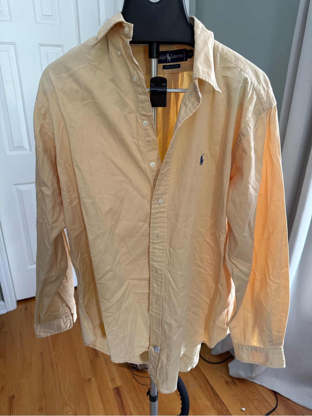 Polo Ralph Lauren Classic Fit Yellow Oxford Button Down Shirt Blue Pony Men’s XL